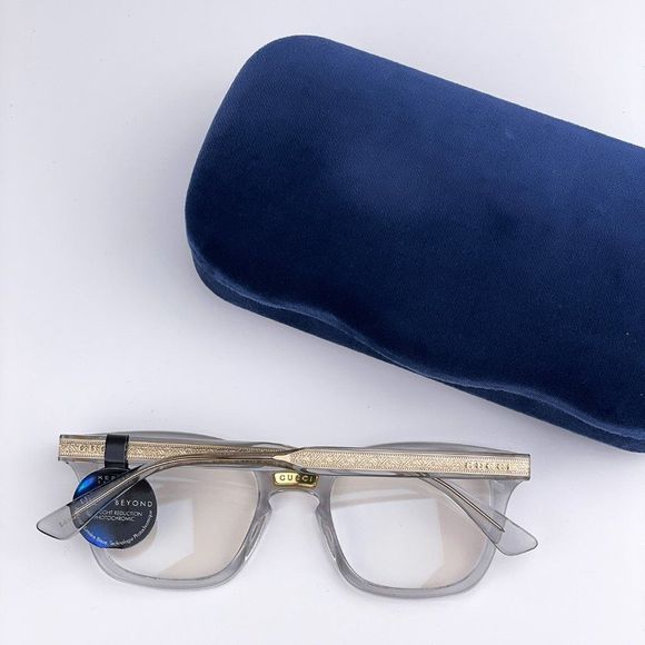 🫧NEW GUCCI LOGO GG0184S 001 Transparent Gray Photochromic Square Unisex Frame - Picture 9 of 15